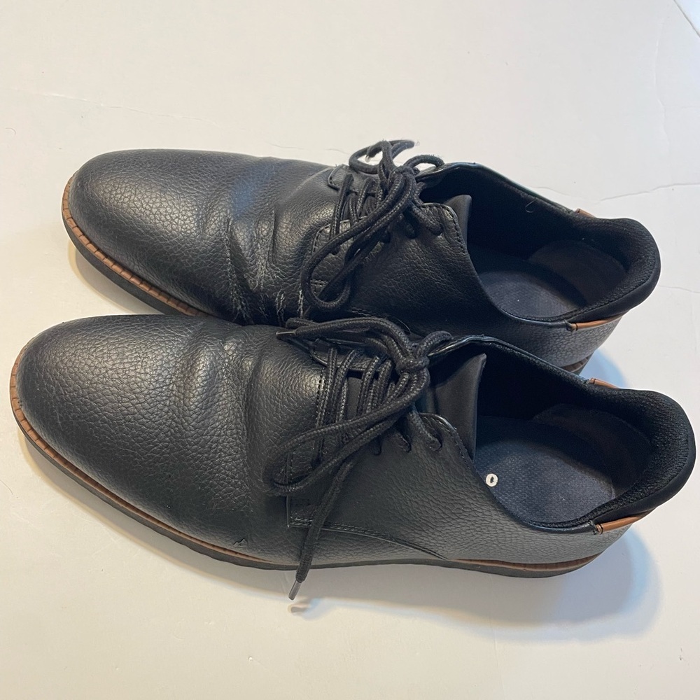 Dr. Scholl's Men’s 10.5 Black Leather Lace-Up Oxfords with Brown Trim